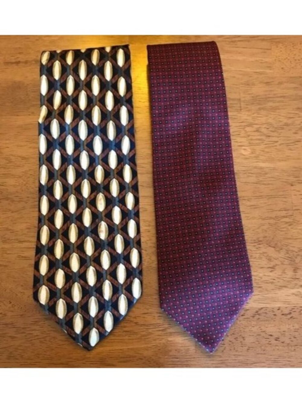 Lot of 2 Vintage Neiman Marcus Neckties Geometric Prints 100% Silk